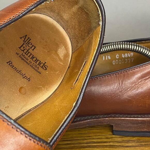Allen Edmonds Randolph Dark Chili Brown Leather Penny Loafers USA Size 11.5 C - Picture 7 of 7
